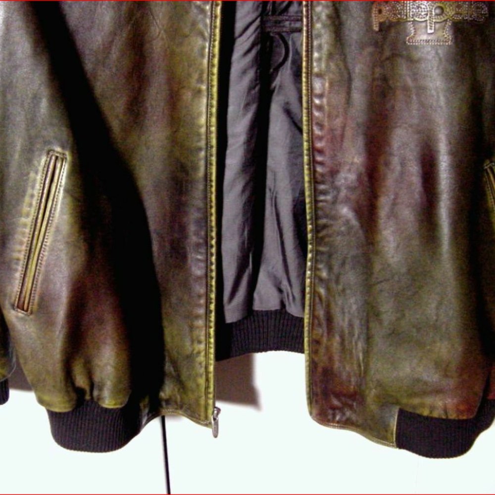 Pelle Pelle Marc Buchanon Vtg Leather Jacket Moss Green Soda Club Sz 60 - Picture 6 of 12